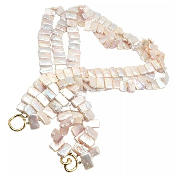 Rare! Angela Cummings 18k Yellow Gold Mother Of Pearl Three Row Necklace 1984 - Picture 7 of 9